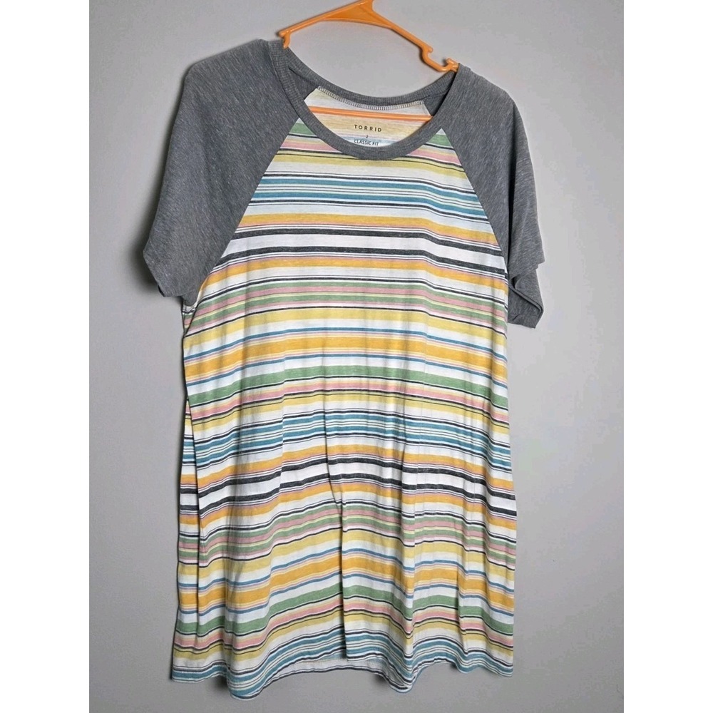 Torrid Classic Fit Striped Baseball Tee Raglan Short Sleeve T-Shirt Size 2X
